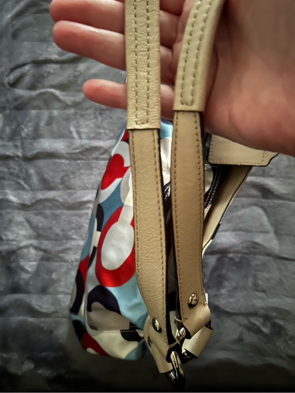 Coach Multicolor Circle Print Shoulder Bag with Cream Trim - Picture 6 of 12